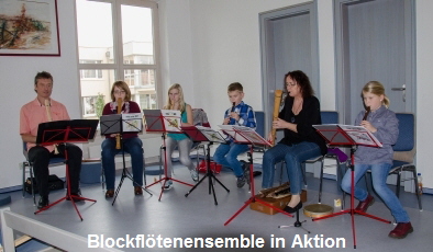 Blockfltenensemble in Aktion